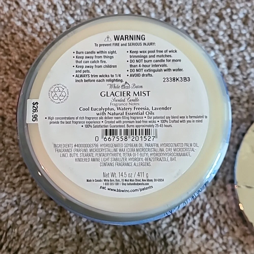 GLACIER MIST 3 Wick Candle Bath And Body Works - Picture 5 of 5